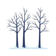 Bare Winter Trees Standing Tall in Snowy Landscape.
