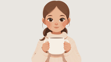 Young girl holding a cup of coffee and smiling indoors  