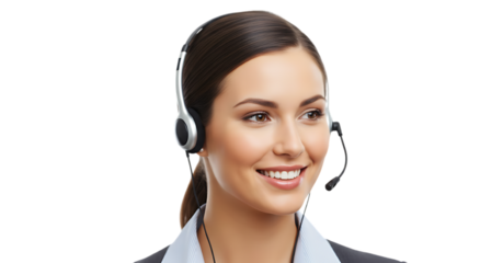 Happy Customer Support Agent with Headset Smiling