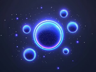 Neon spheres on dark background