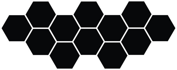 Honeycomb polygon photo collage. Black hexagon frames, design element template for album, photo collection, montage, overlay, clipping mask.