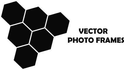 6 Polygon photo collage template. Honeycomb layout for photos, clipping and layer mask mockup. Blank template for pictures, montage, and overlay.