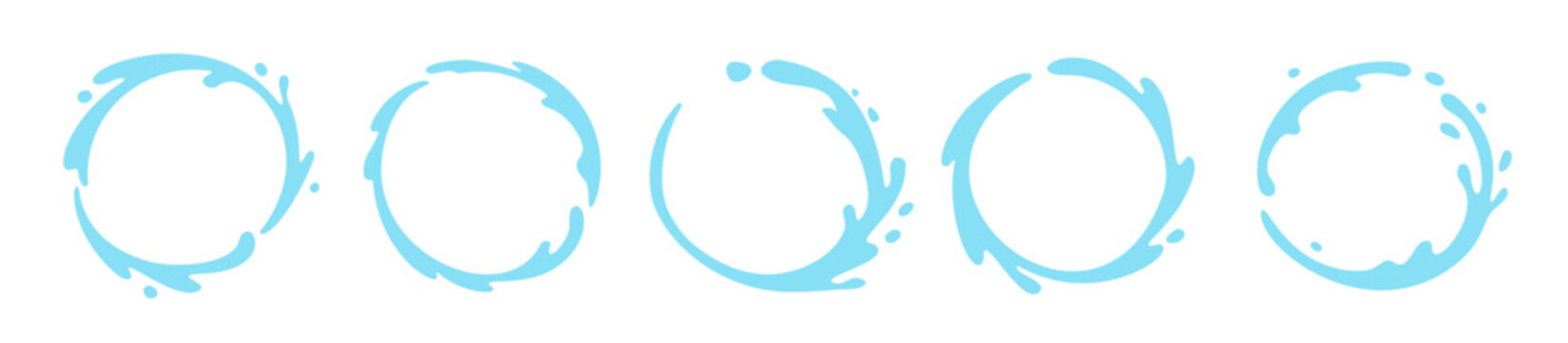 Vector water splash circle logo icon. Round water splash flat frame liquid abstract background design.