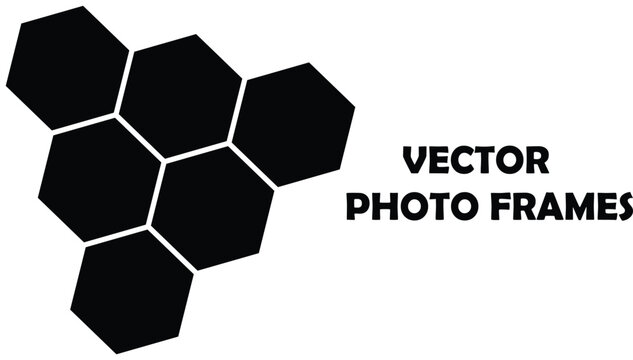 6 Polygon photo collage template. Honeycomb layout for photos, clipping and layer mask mockup. Blank template for pictures, montage, and overlay.