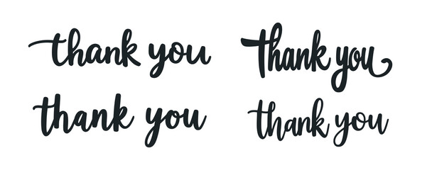 Thank you text background vector calligraphy script font. Thank you typography letter design banner handwritten logo.