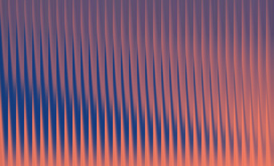Textured background with vertical parallel lines in a gradient of deep blue and warm orange, creating a sense of depth and shadow play
