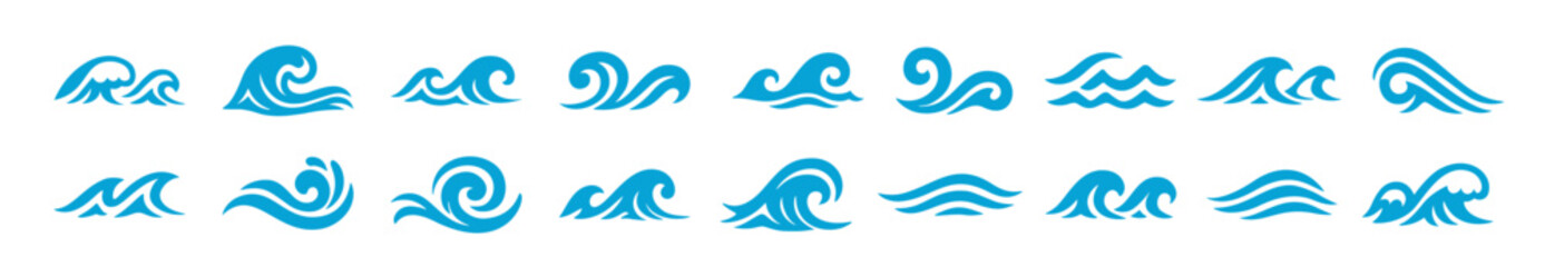 Vector sea wave icon. Water ocean shape wave silhouette element flow logo symbol design