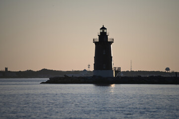 Silhouette Delaware Breakwater East End Lighthouse at Cape Henlopen at Sunset at Sunset