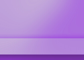 Fototapeta premium Minimalistic purple background with smooth gradient wall. 3d render of podium for product presentation.Product display mockups, cosmetic branding, packaging, and stylish advertising compositions.