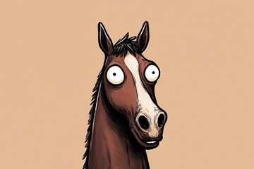 Funny Cartoon Horse Illustration with Quirky Expressions in Whimsical Vector Art Style