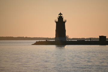 Silhouette Delaware Breakwater East End Lighthouse at Cape Henlopen at Sunset at Sunset