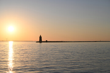 Silhouette Delaware Breakwater East End Lighthouse at Cape Henlopen at Sunset at Sunset