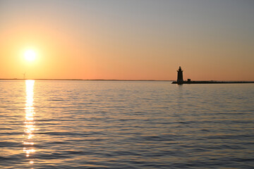 Silhouette Delaware Breakwater East End Lighthouse at Cape Henlopen at Sunset at Sunset