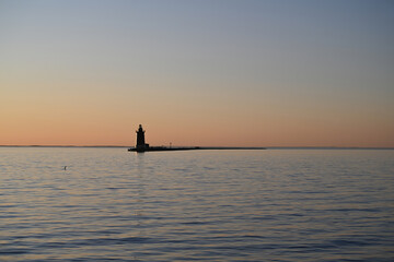 Silhouette Delaware Breakwater East End Lighthouse at Cape Henlopen at Sunset at Sunset
