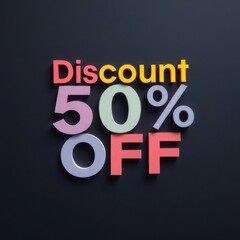 Fototapeta premium Creative discount 50 percent promotional banner with bold text and vibrant design