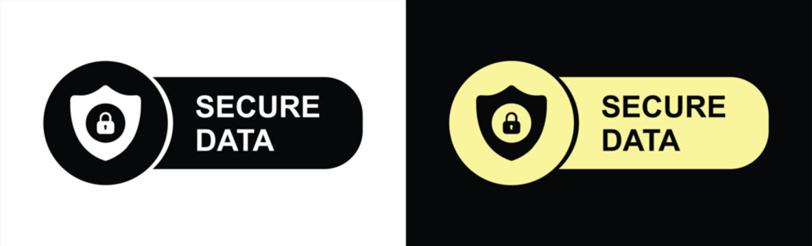 Secure Data Logo | Cyber Safety Label Sticker Emblem Protection Icon