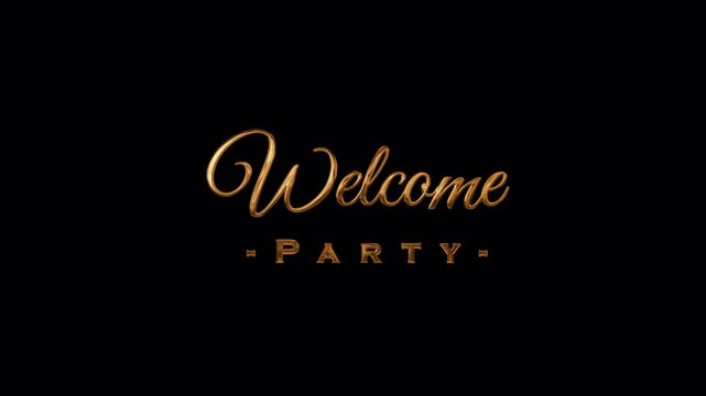 Welcome Party Text Animation Gold Effect 4K Video