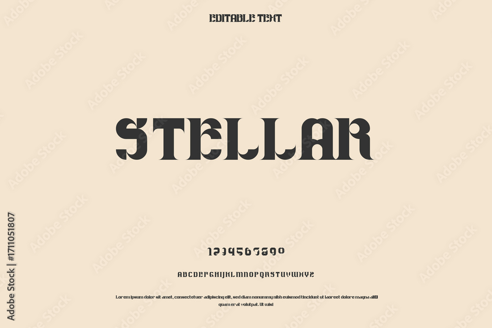 Aufkleber stellar typography on a neutral background with subtle design elements