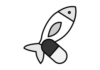 Icono negro de píldora con pescado