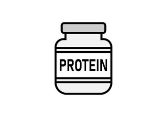 Icono negro de bote de proteínas en fondo blanco