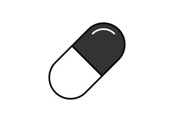 Icono negro de píldora en fondo blanco