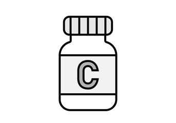 Icono negro de bote con vitamina c