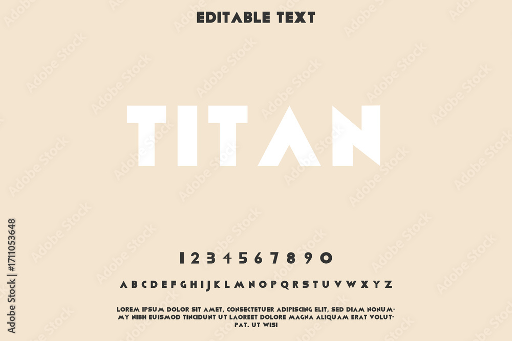 Aufkleber modern sans serif font alphabet and numbers with editable text