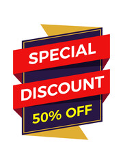 50% sale tag with ribbon