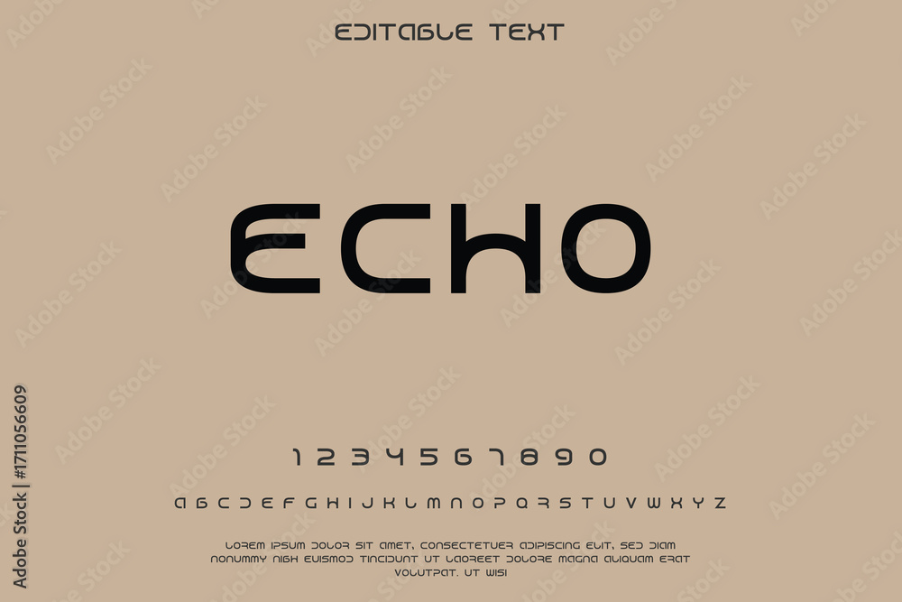 Poster modern minimalist font design with letters and numbers on a beige background