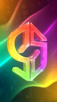 Abstract 3D Neon Double S Letter Logo Design with Colorful Background