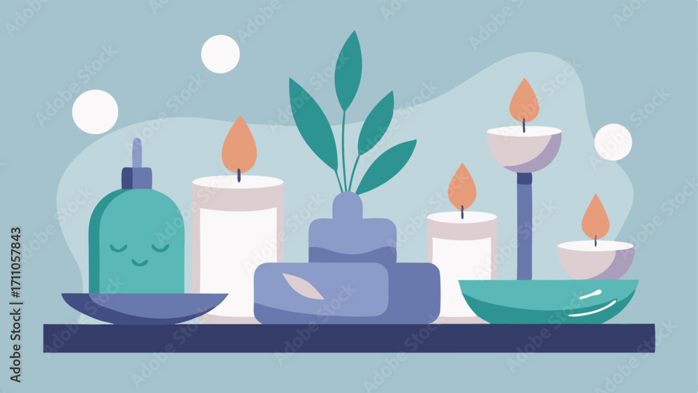 Aufkleber calming environment a tranquil spa setting with candles plants and a relaxing atmosphere where the f