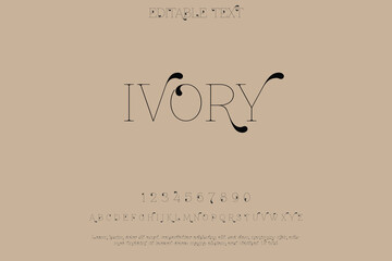 Elegant ivory typography with subtle decorative flourishes on beige background