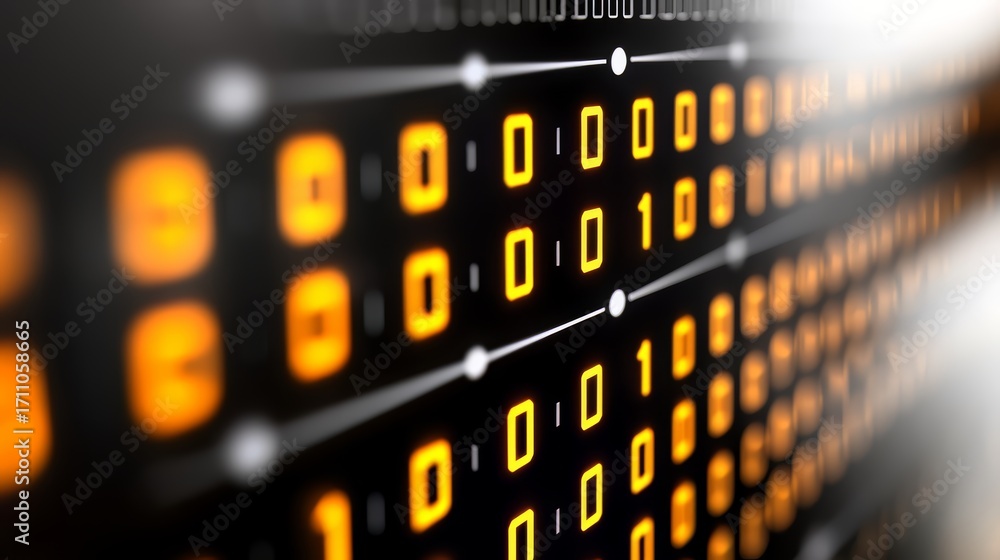 Poster computer screen with a row of numbers and a line in the middle. the numbers are all on the same line