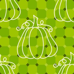 Autumn harvest vegetable seamless monster Halloween pumpkins pattern for wrapping paper and fabrics