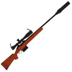 Fototapeta premium 3d render sniper rifle wooden stock with transparent background