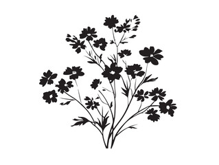 Creative wildflower cluster natural bold silhouette vector illustration