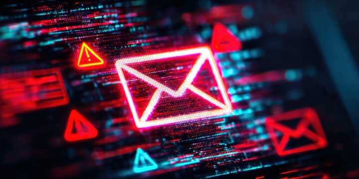 Digital Email Cyber Security Threat, Phishing Attack, Malware, and Spam Alert Concept Design