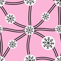 Christmas ice scribble seamless snowflakes pattern for wrapping paper and fabric