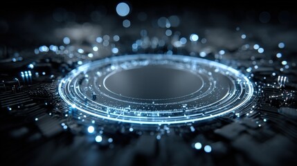 Abstract Technological Illustration with Concentric Light Rings, Ideal for Modern Design and Digital Concepts