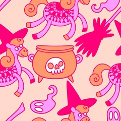 Halloween animals seamless horses pattern for wrapping paper and party accessories and kids clothes print