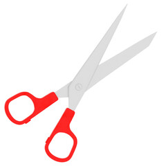3d render scissors tool object with transparent background
