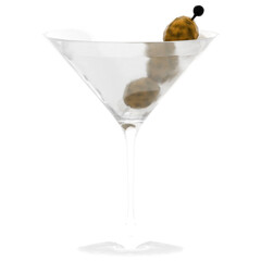 3d render martini glass drink cocktail with transparent background