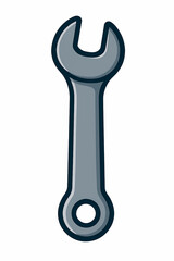 Cartoon Wrench Icon &ndash; Stylized Hand Tool Illustration on White Background