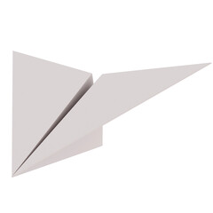 3d render white paper airplane with transparent background