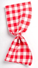 Folded red and white checkered napkin