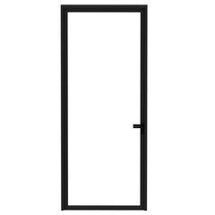 3d render black frame glass door with transparent background
