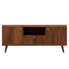 3d render wooden sideboard cabinet furniture with transparent background
