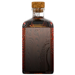 3d render glass liquor bottle cork with transparent background