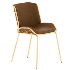 3d render modern brown leather chair with transparent background