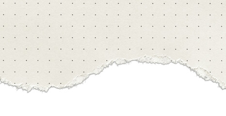 Torn vintage paper border with small polka dots and drop shadow isolated on background	
